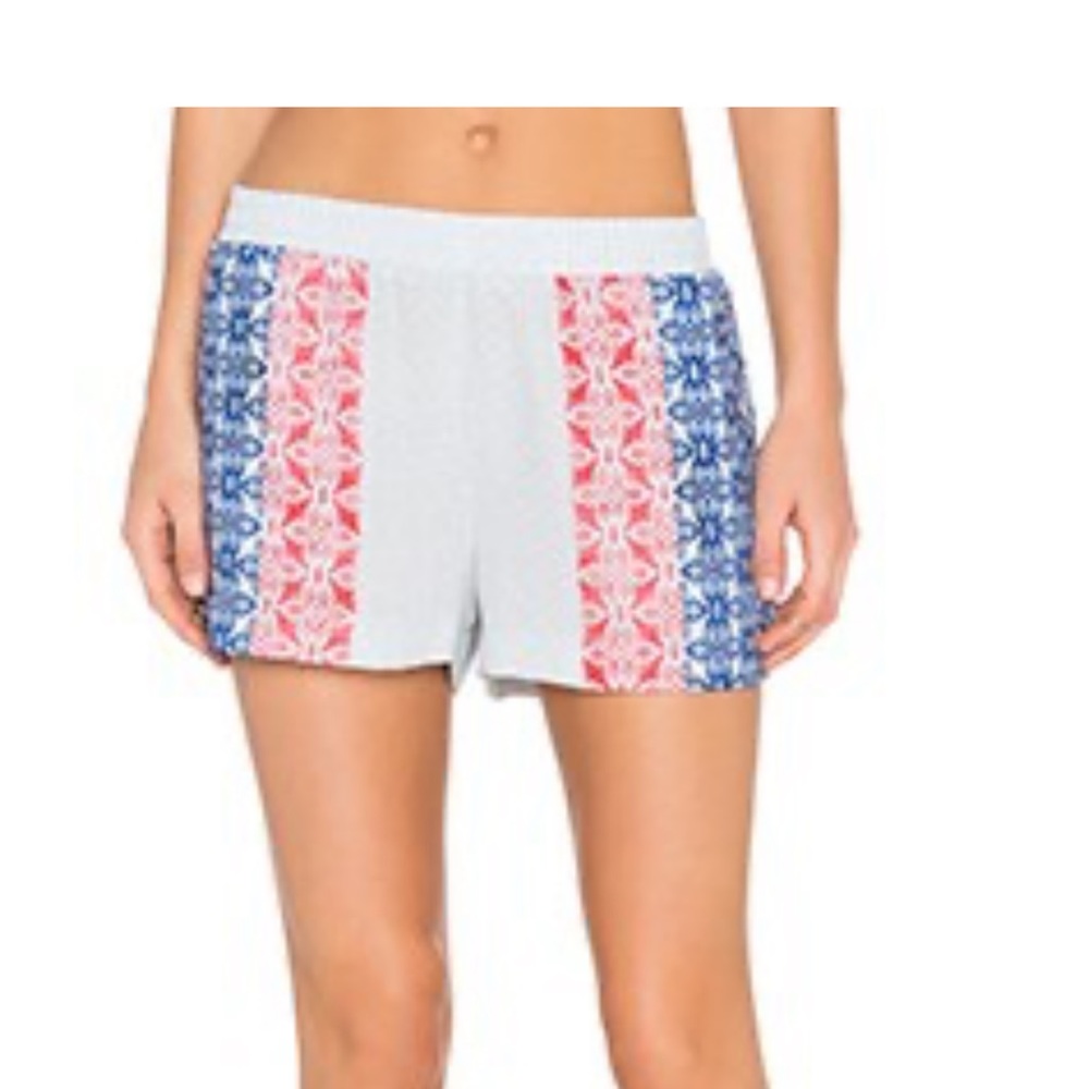 BCBG MaxAzria Ella Printed Boxing Short in Cobalt Blue Multi. Women’s Medium